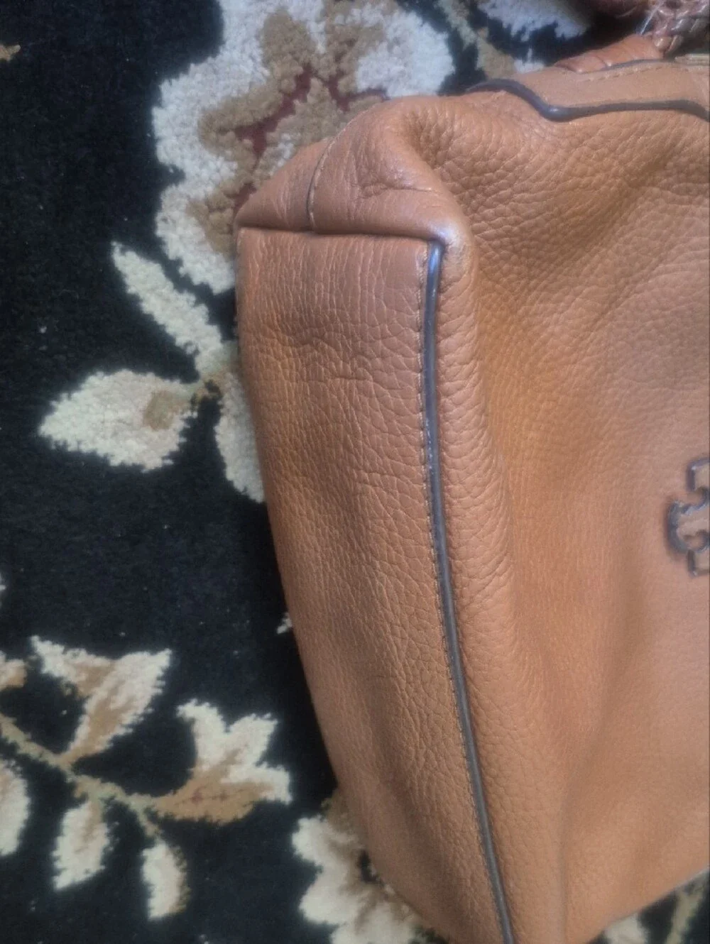 Tory Burch Cognac Pebbled Leather Crossbody with Tassel